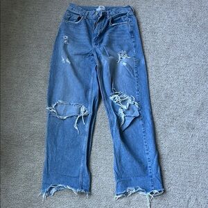 Distressed Blue Jeans